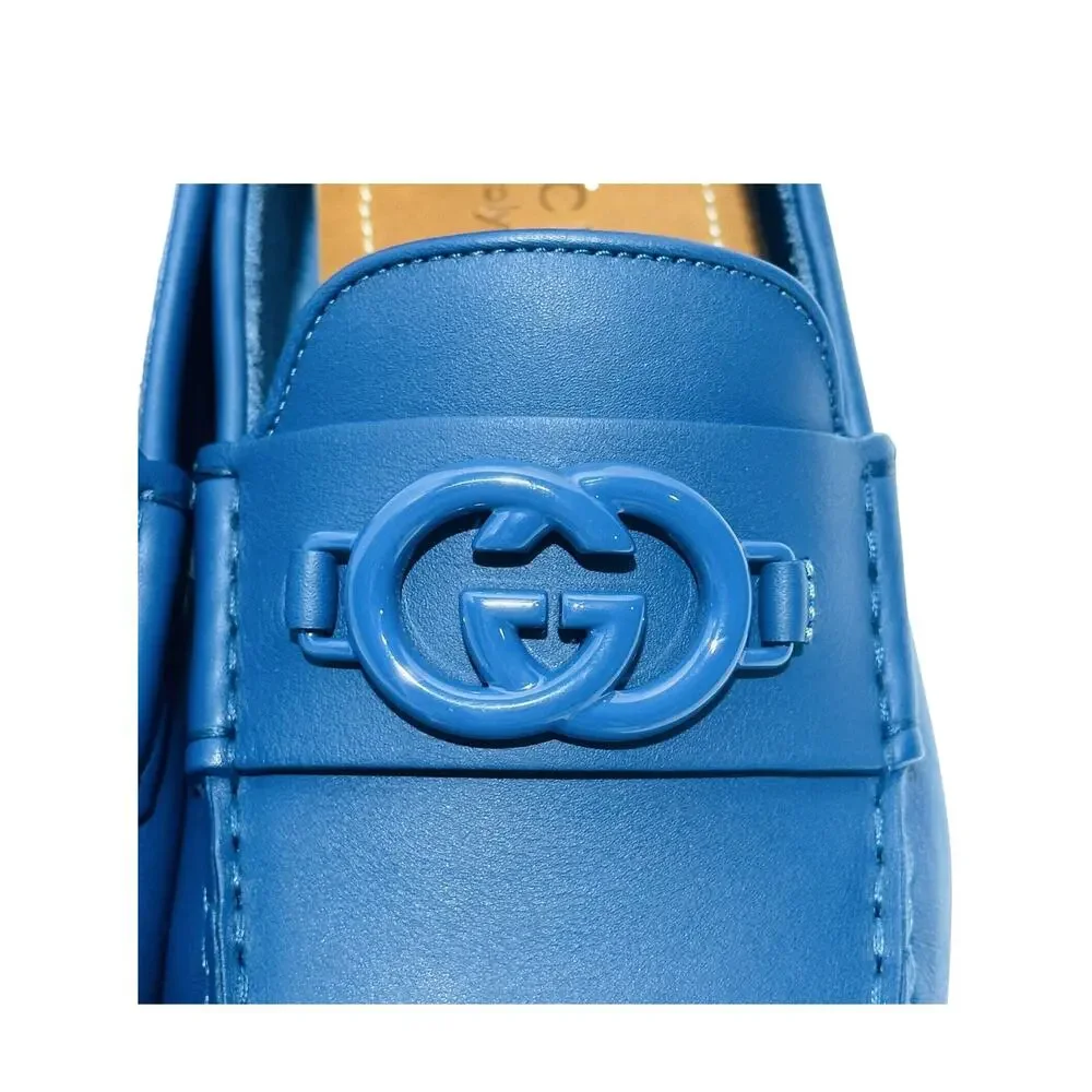 NIB Gucci Interlocking G Driver Size G 8.5 US 9 Moccasin Loafer Blue Indigo